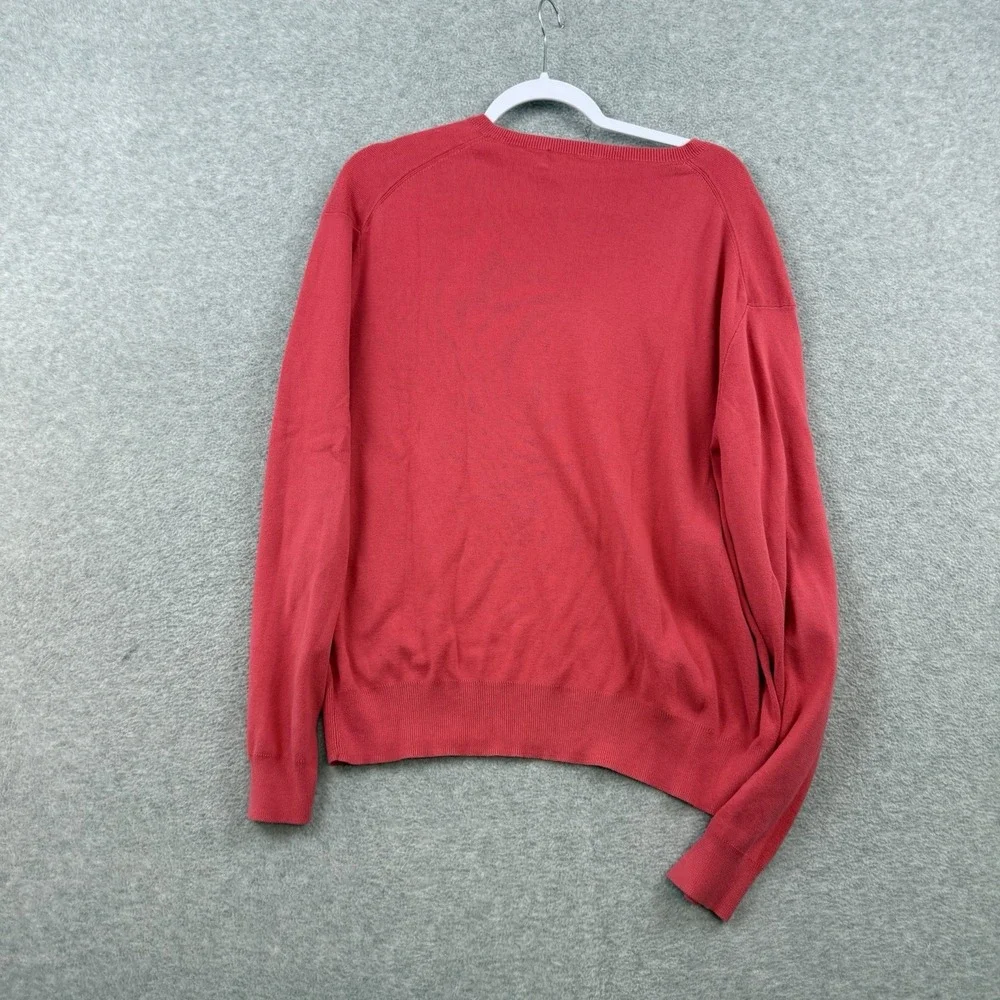 Polo‎ Ralph Lauren Mens Sweater Size Large Pima Cotton V Neck Vibrant Hot Pink